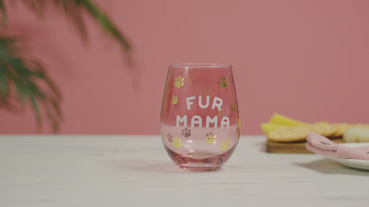 Fur Mama Stemless Wine Glass