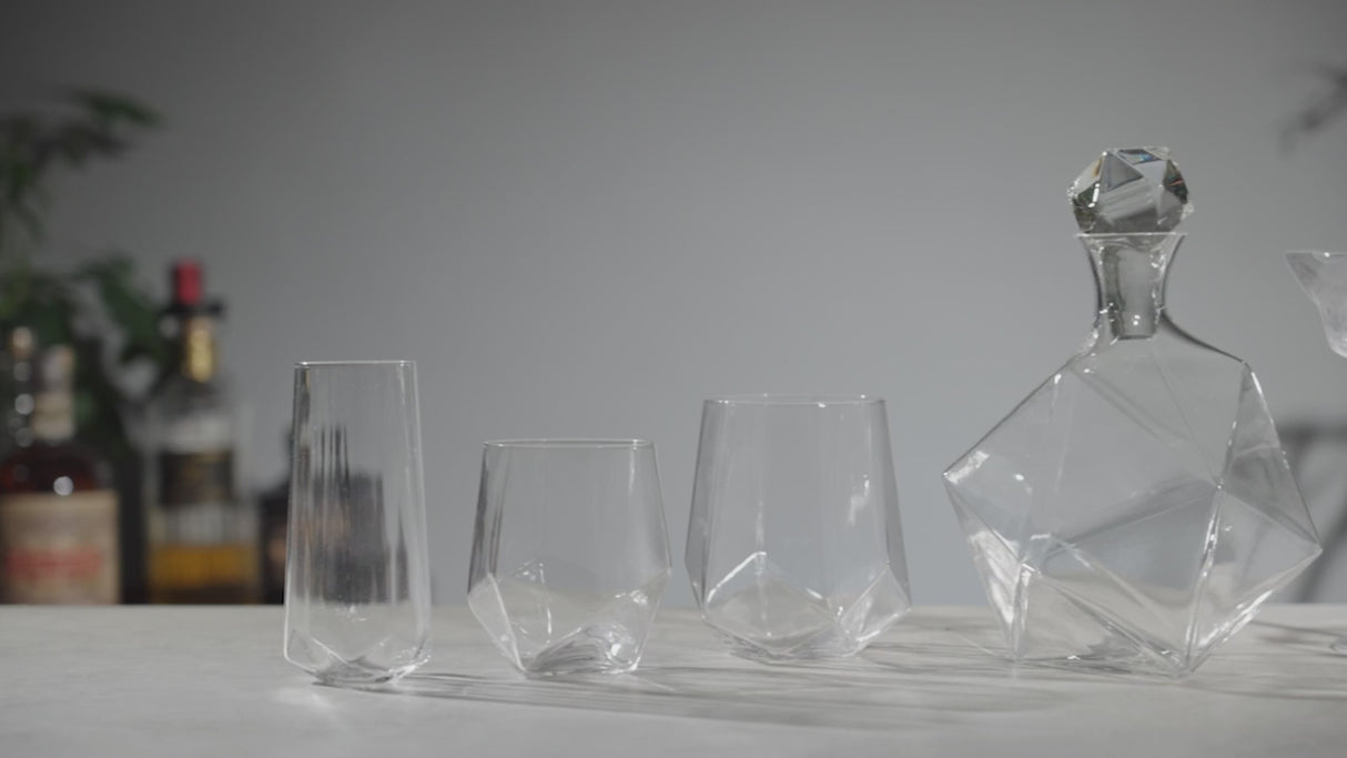 Seneca Crystal Faceted Martini Glasses, Set of 2