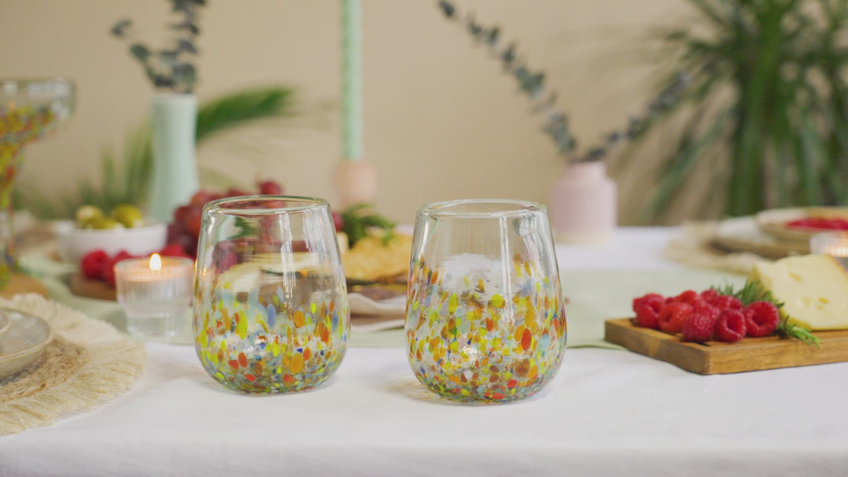 Segunda Vida Artistico Recycled Stemless Wine Glasses, Set of 2
