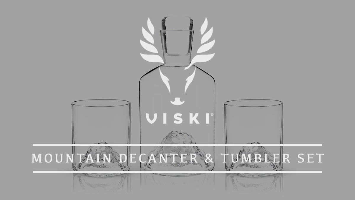Mountain 3-Piece Crystal Liquor Decanter and Tumbler Set