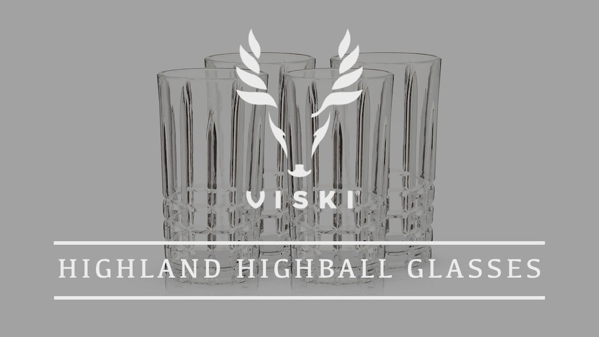 Highland Crystal Highball Tumblers, Set of 4