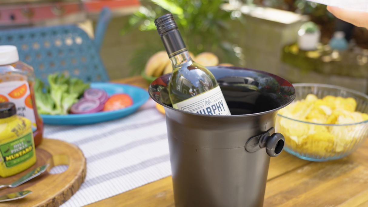 Plastic Wine Bottle Ice Bucket in Black