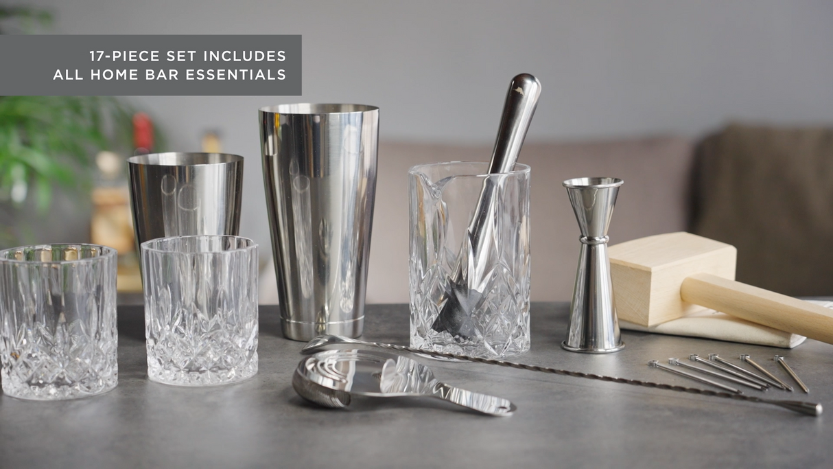 17-Piece Barware Set in Stainless Steel