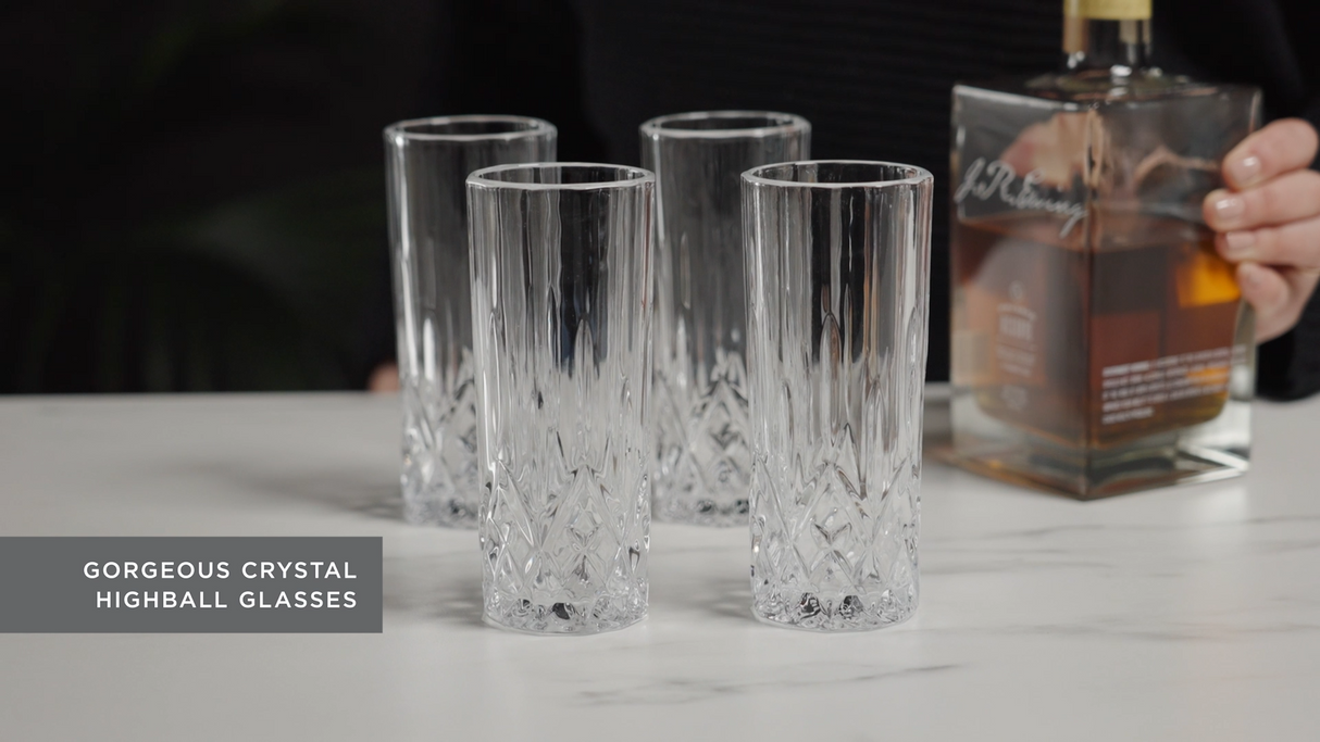 Admiral Crystal Highball Glasses, Set of 4