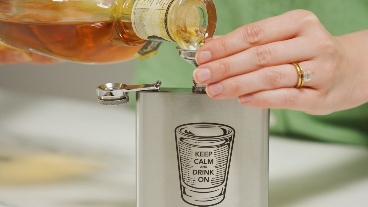 Trueflask 6 oz Stainless Steel Keep Calm & Drink On Flask