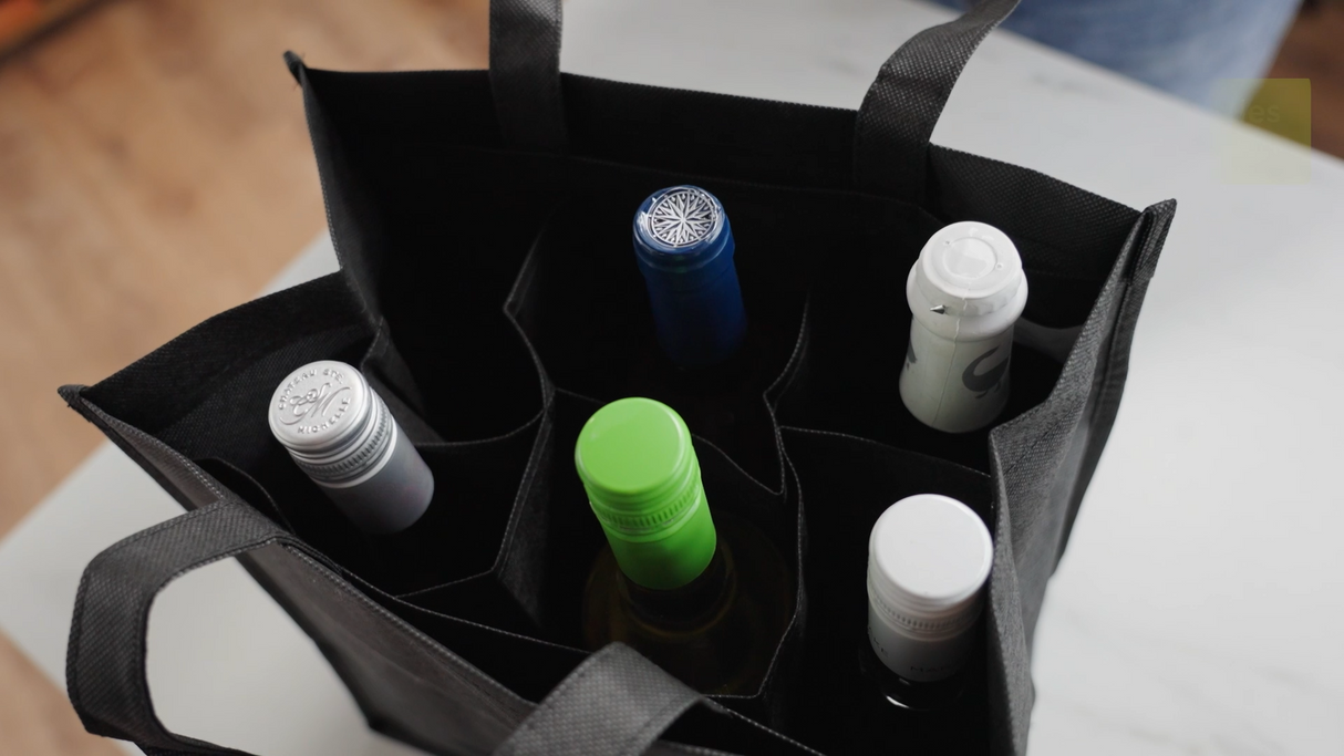 6-Bottle Non-Woven Tote in Black