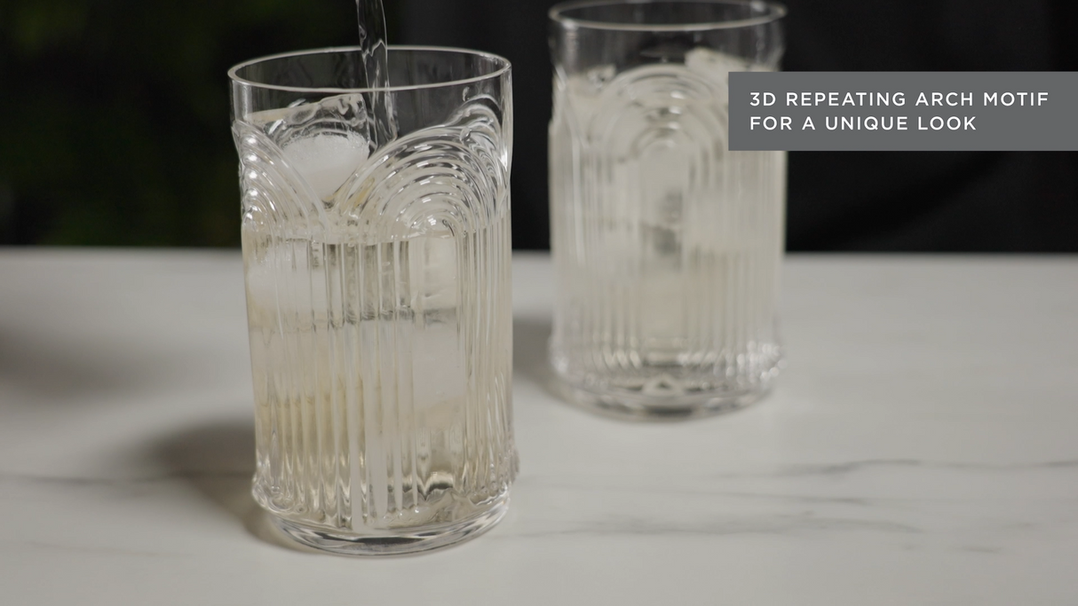 Deco Beau Crystal Highball Glasses, Set of 4