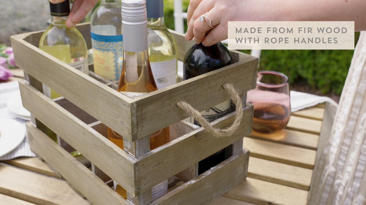 Wooden 6-Bottle Crate