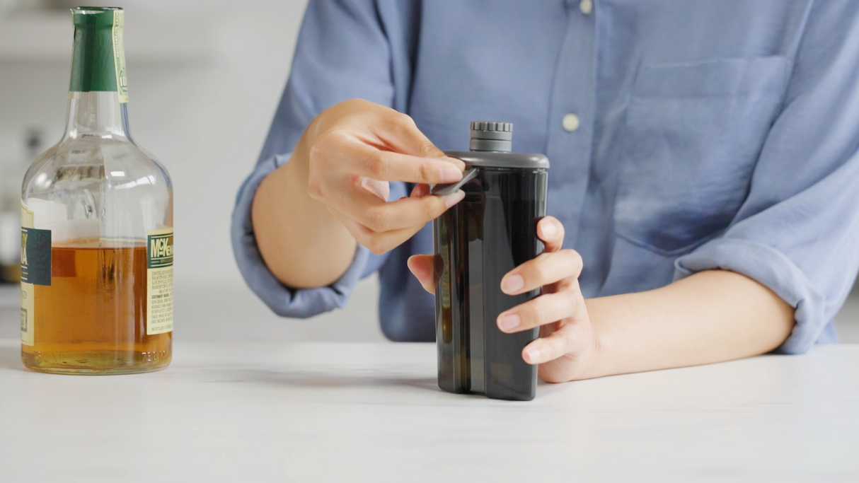 Easy-Fill 6 oz Plastic Flask in Grey