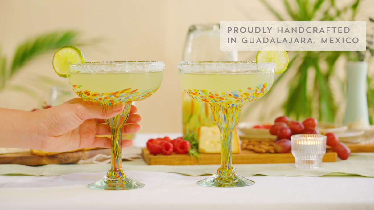 Segunda Vida Artistico Recycled Margarita Glasses, Set of 2