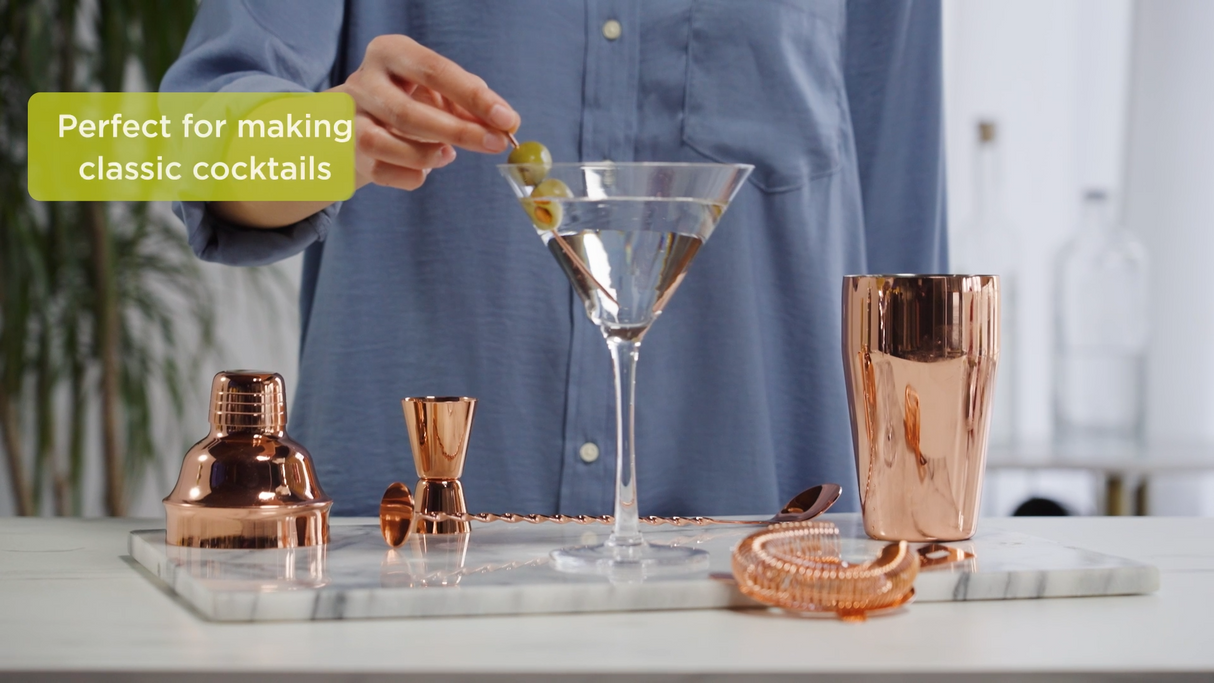 4-Piece Mixologist Barware Set in Copper