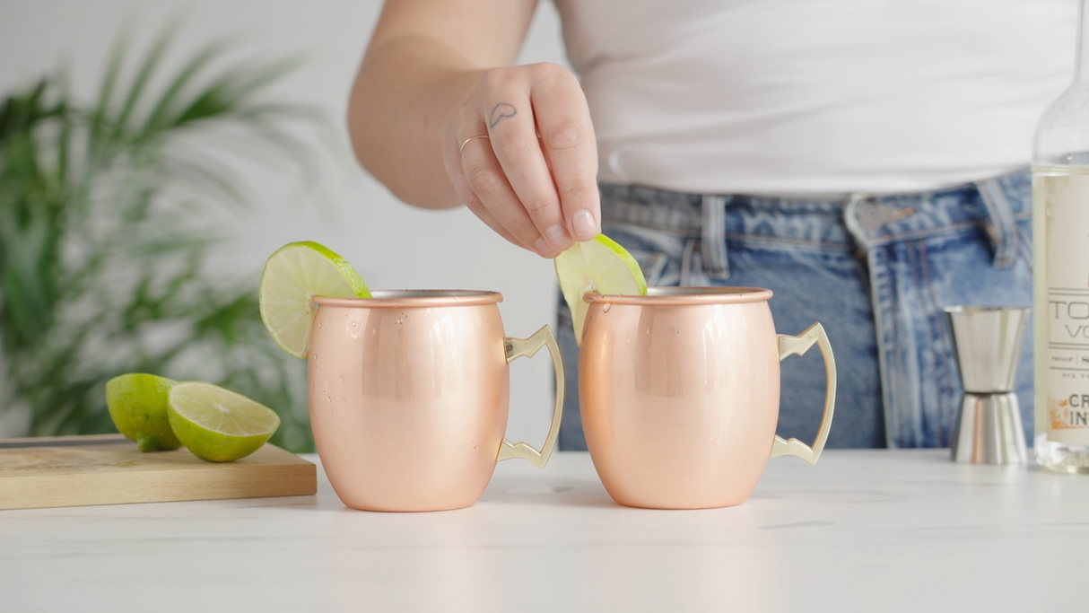 Moscow Mule 16 oz Copper Plated Mug with Zinc Alloy Handle, Set of 2