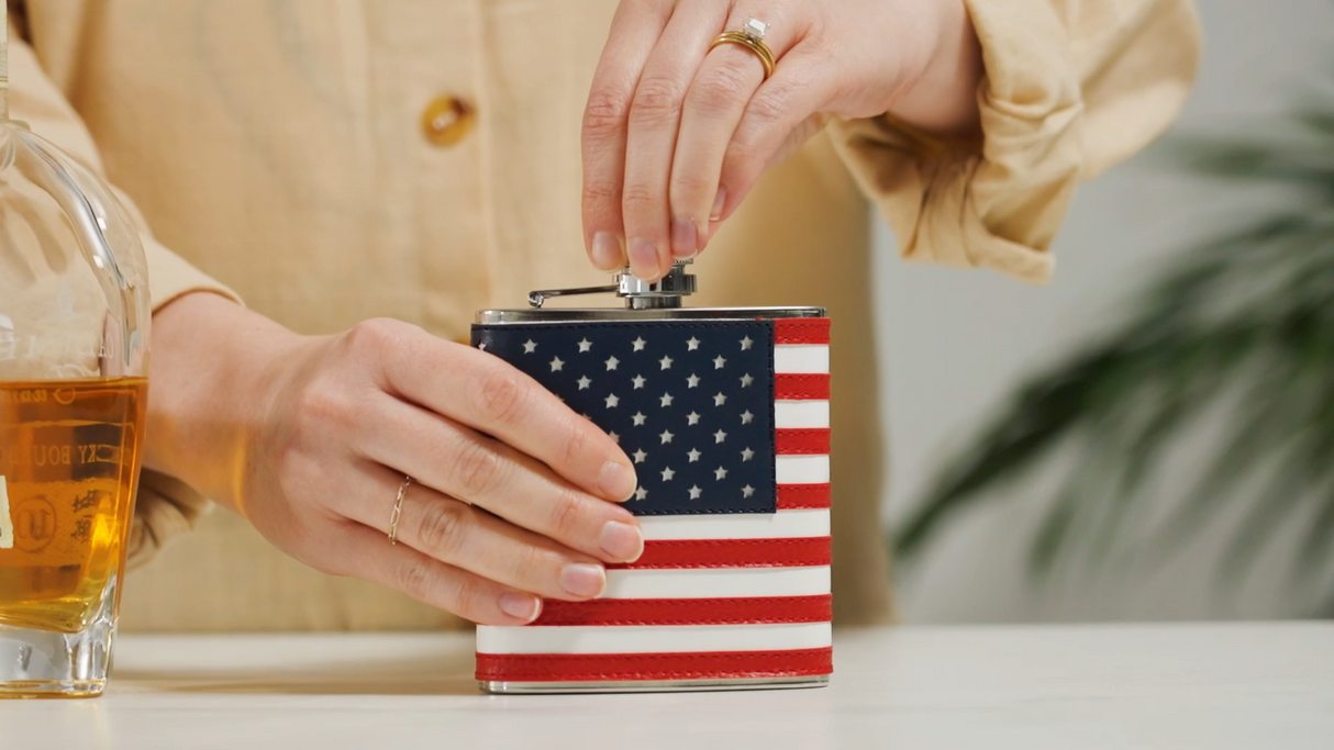 Trueflask 6 oz American Flag Flask with Funnel