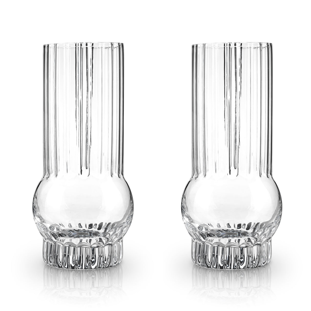 Art Deco Crystal Highball Glasses, Set of 2