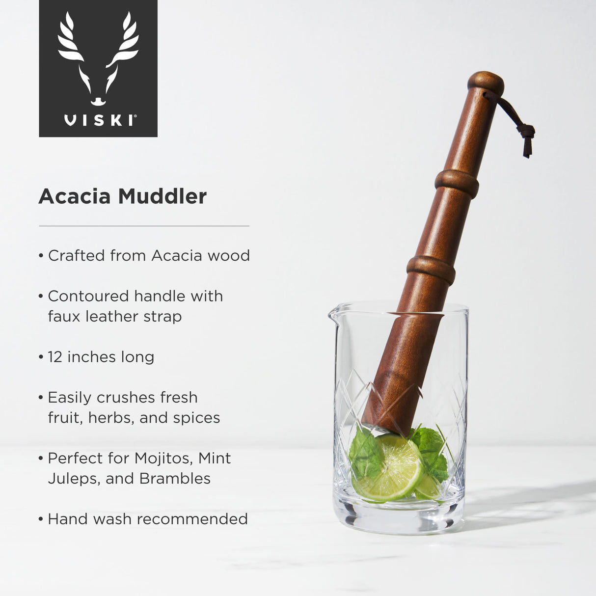 Viski Professional 12" Acacia Wood Muddler