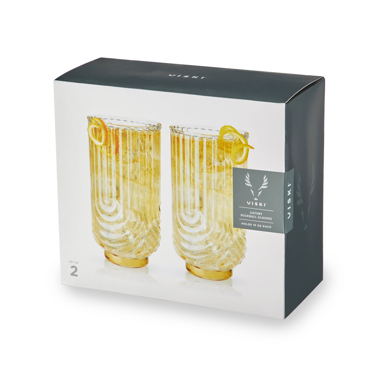 Deco Gatsby Highball Glasses, Set of 2