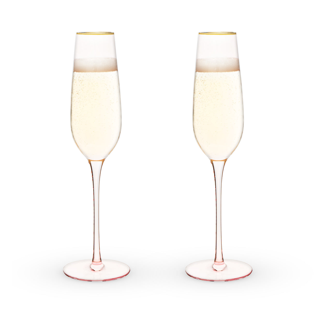 Rose Crystal Champagne Flutes, Set of 2