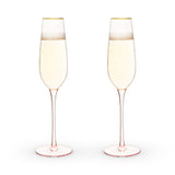 Rose Crystal Champagne Flutes, Set of 2