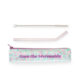 Save the Mermaids Glass Straw, Set of 2