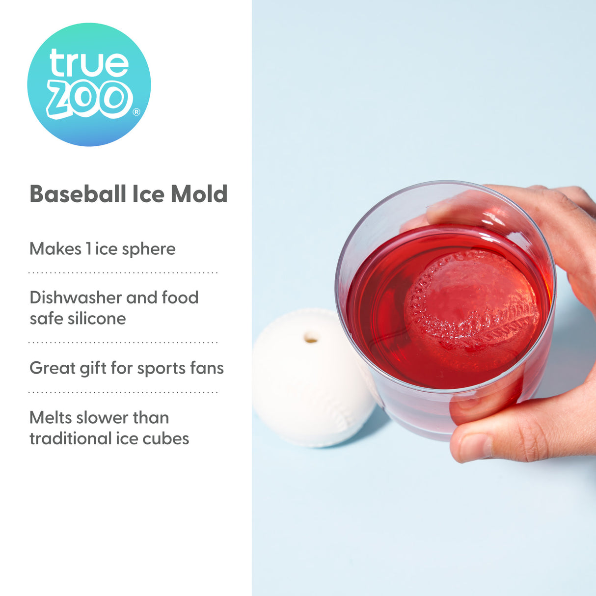 TrueZoo Baseball Silicone Ice Mold, CDU 12ct