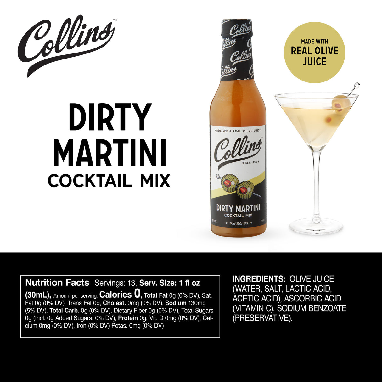 Dirty Martini Mix, 12.7 oz