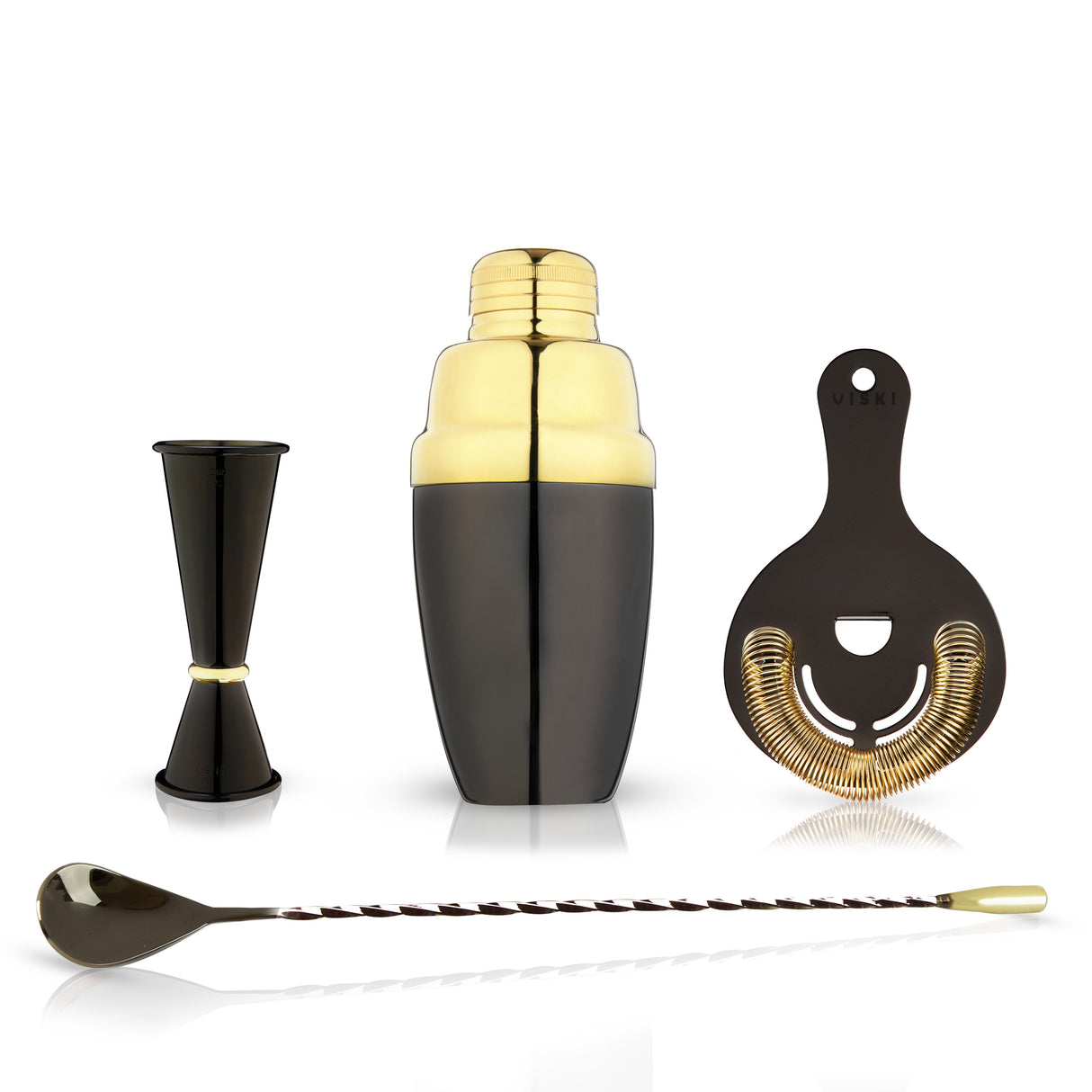 Deco 4-Piece Barware Set in Gold & Black