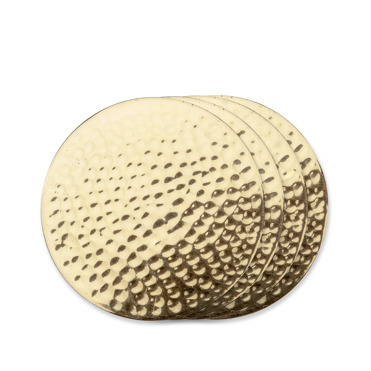 Hammered Coasters in Brass, Set of 4