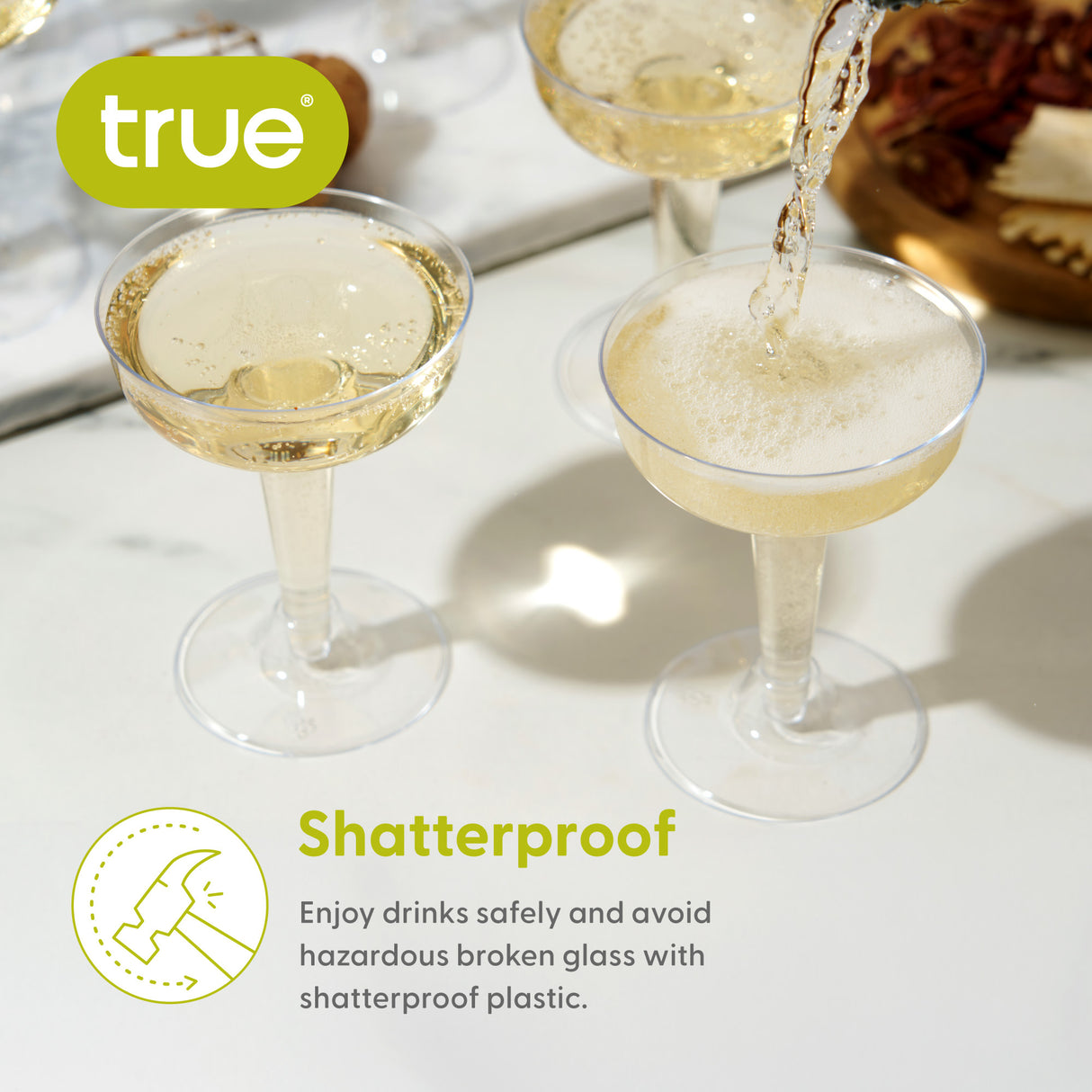 Party 5 oz Plastic Champagne Coupes in Clear, Set of 20