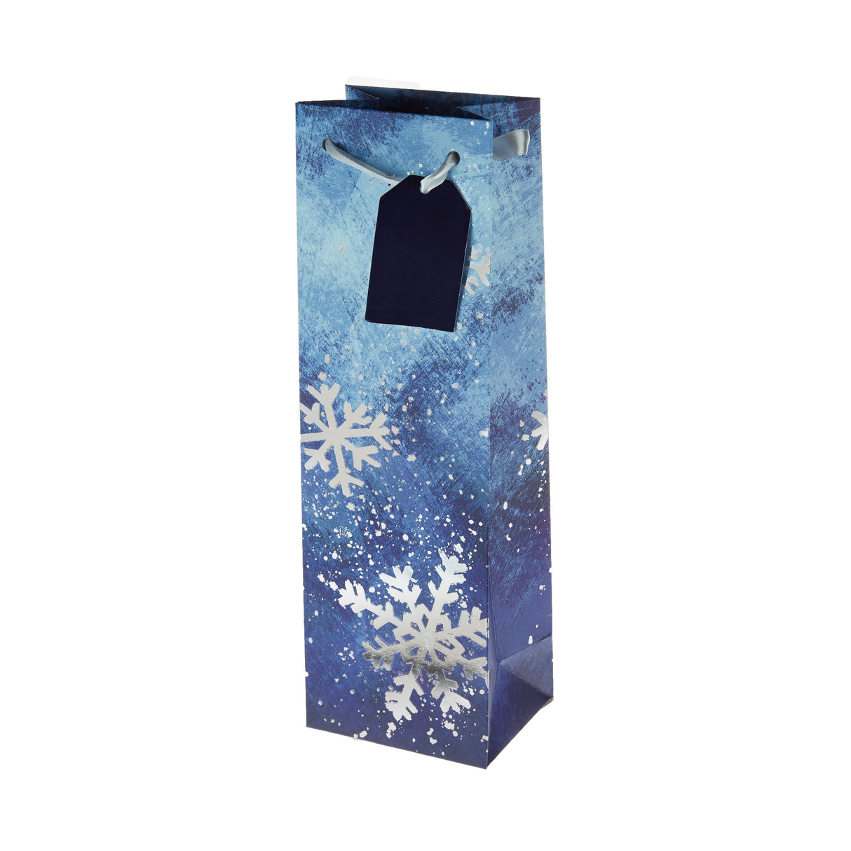 Brushed Snowflakes Single Bottle Wine Bag