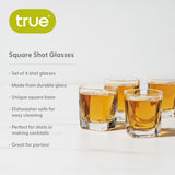 Square 1.5 oz Shot Glasses, Set of 4