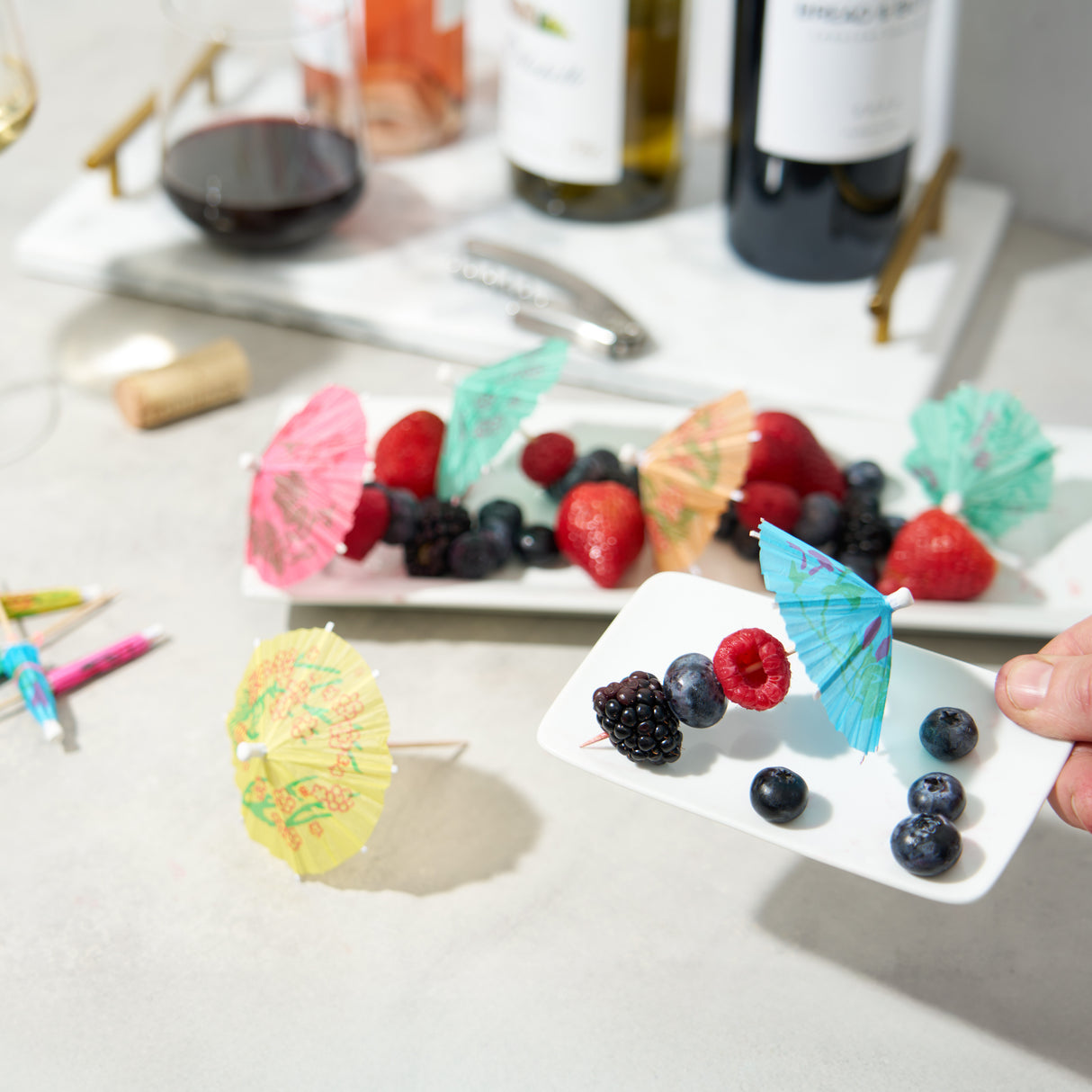Party Umbrella Cocktail Picks in Assorted Colors, Set of 12