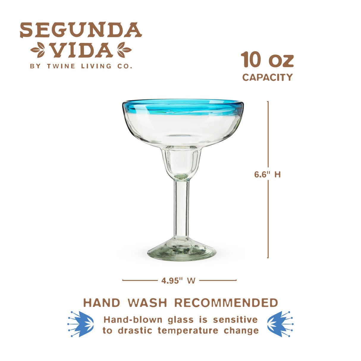 Segunda Vida Primavera Recycled Margarita Glasses, Set of 2