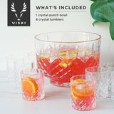 Admiral Crystal 9-Piece Punch Bowl & Tumbler Set