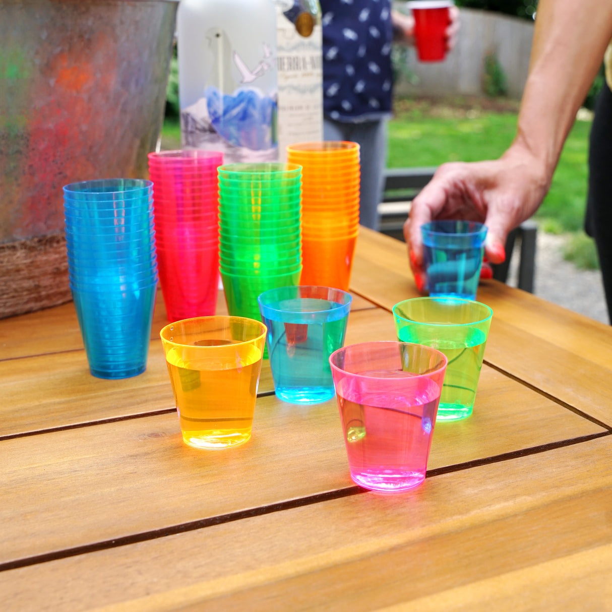 Party 2 oz Plastic Shot Glasses in Assorted Neon, 60ct