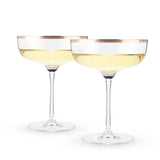 Copper Rim Crystal Coupes, Set of 2