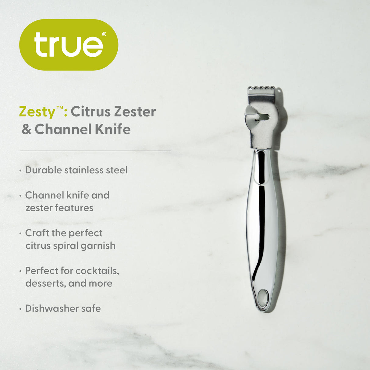 Zesty Citrus Zester & Channel Knife in Stainless Steel