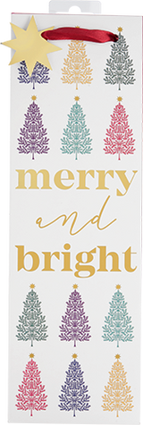 Merry & Bright Trees Single Bottle Wine Bag