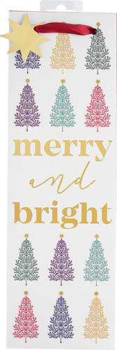 Merry & Bright Trees Single Bottle Wine Bag