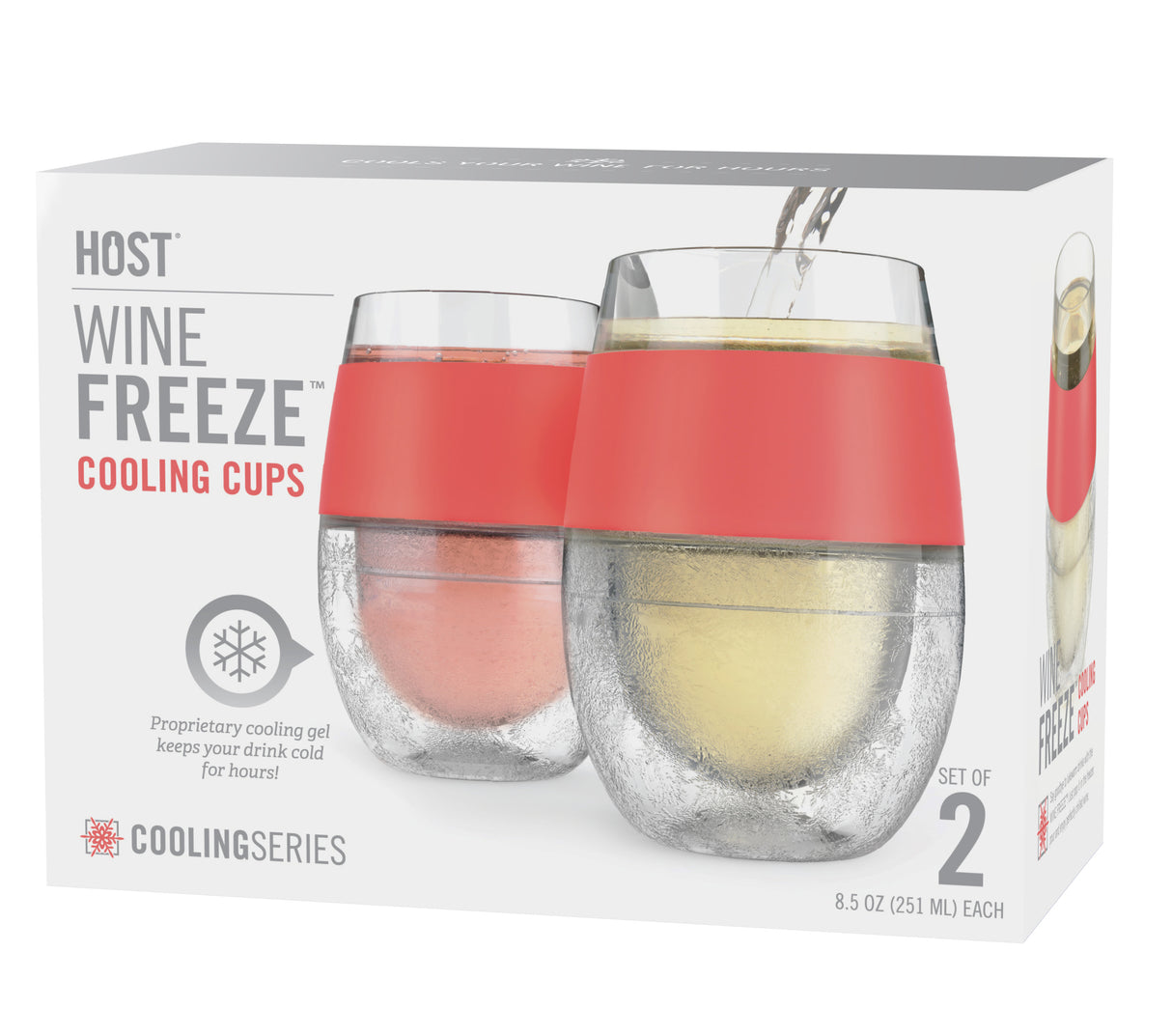 Wine FREEZE Cooling Cup in Coral, Set of 2