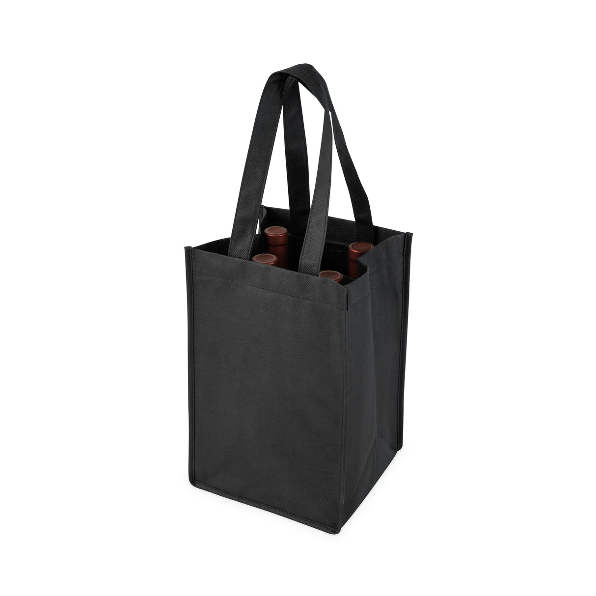 4-Bottle Non-Woven Tote in Black