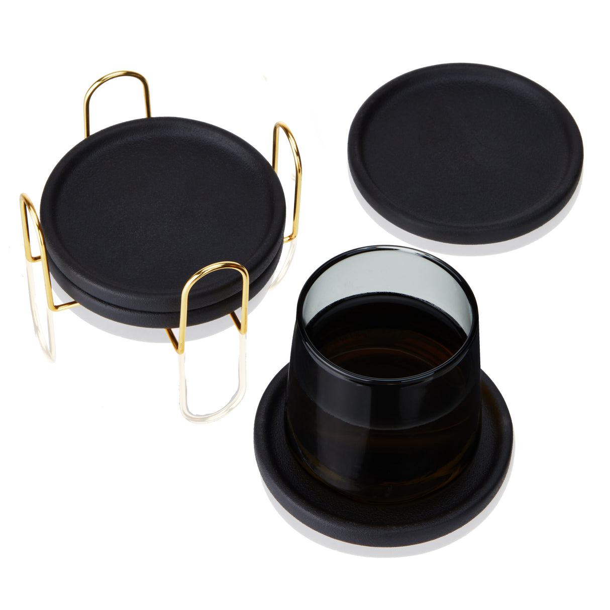 Earthenware Coasters with Stand, Set of 4