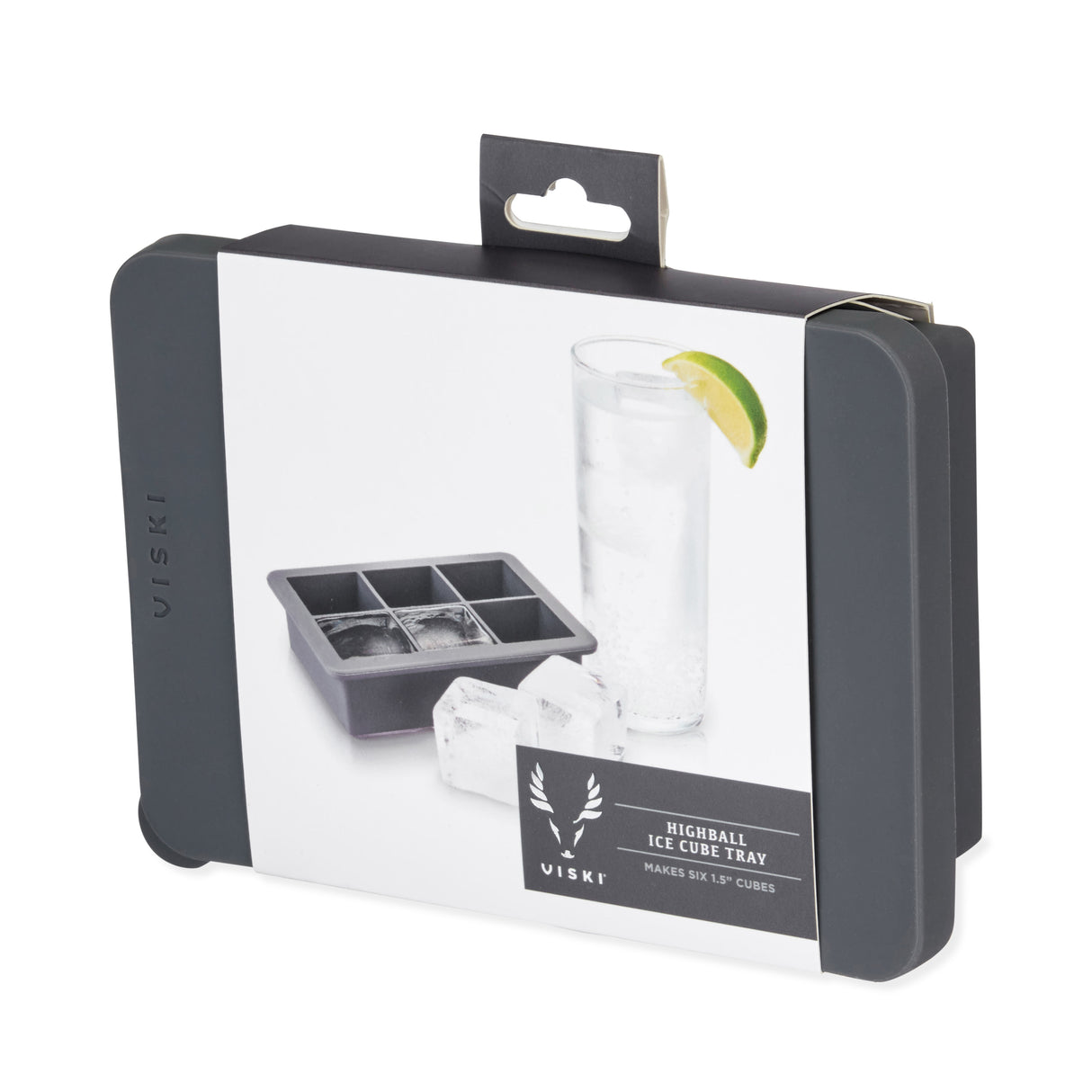 Glacier Highball Ice Cube Tray with Lid in Grey