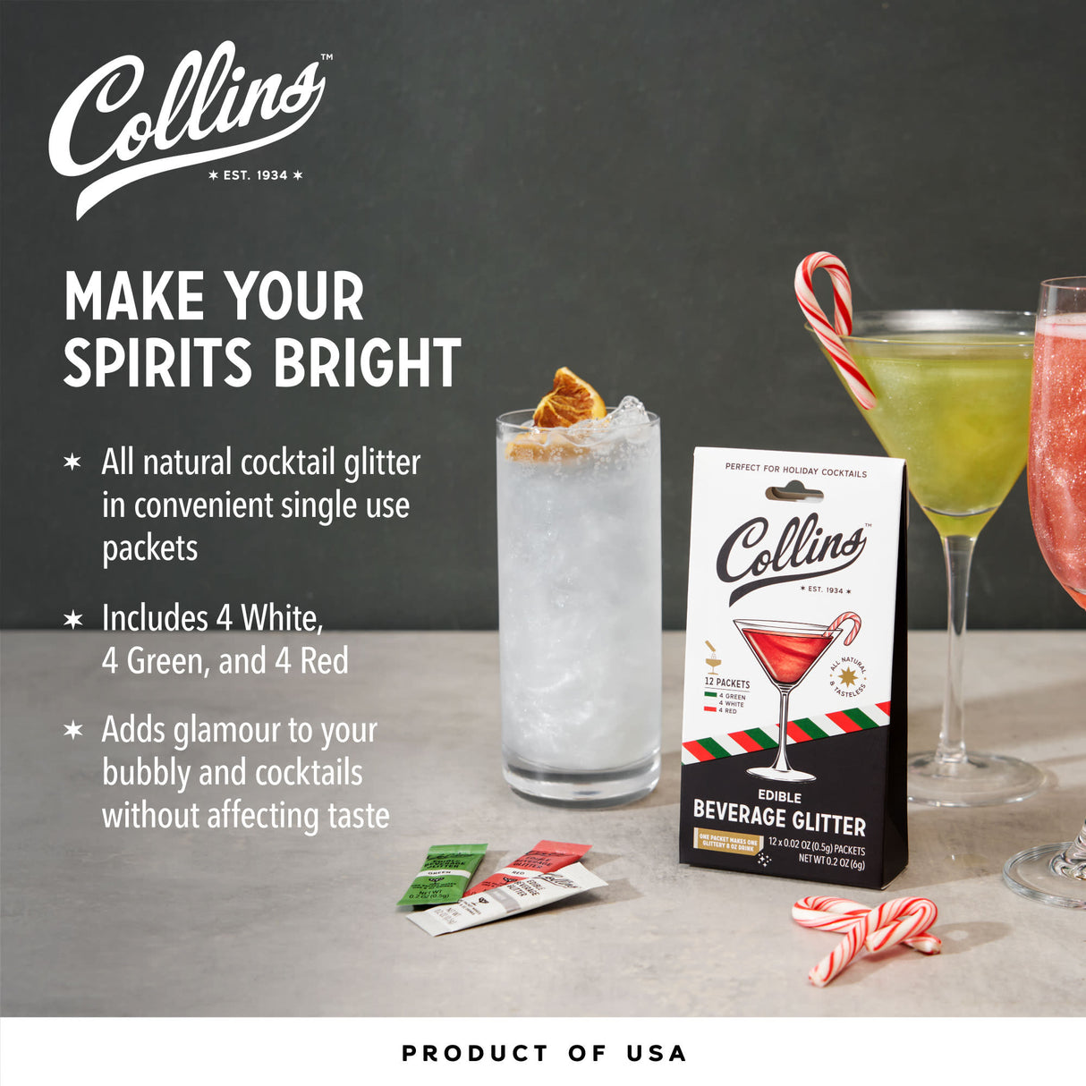 Cocktail Edible Glitter in Holiday Variety, 0.2 oz