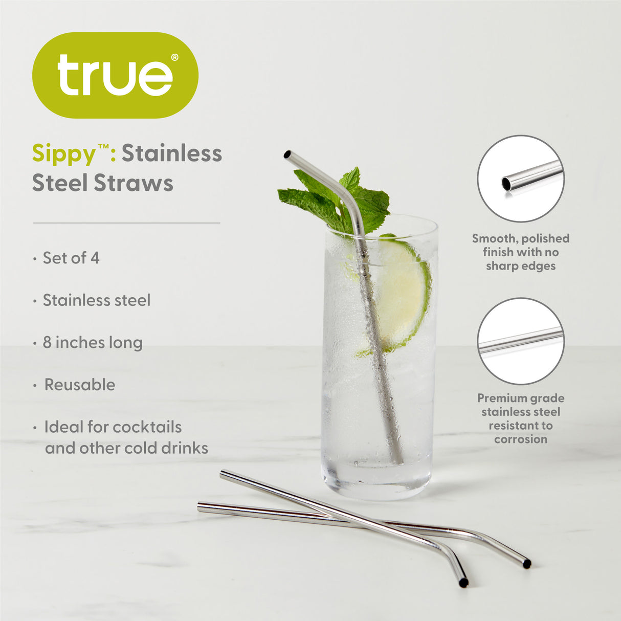 Sippy Stainless Steel Straws, Set of 4