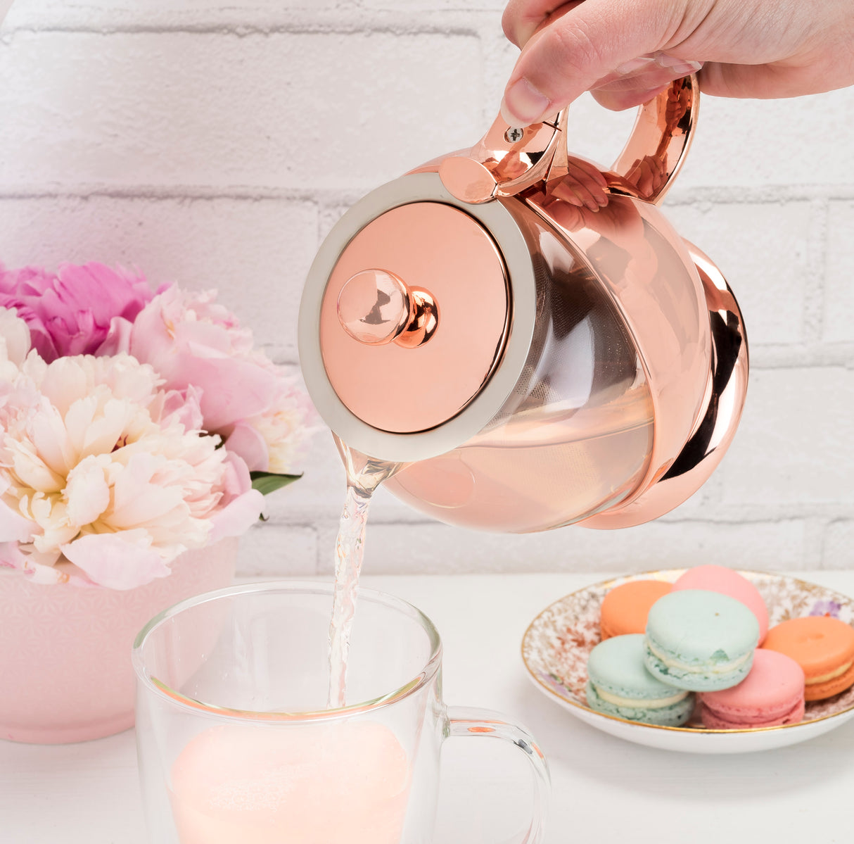 Shelby Glass and Rose Gold Wrapped Teapot