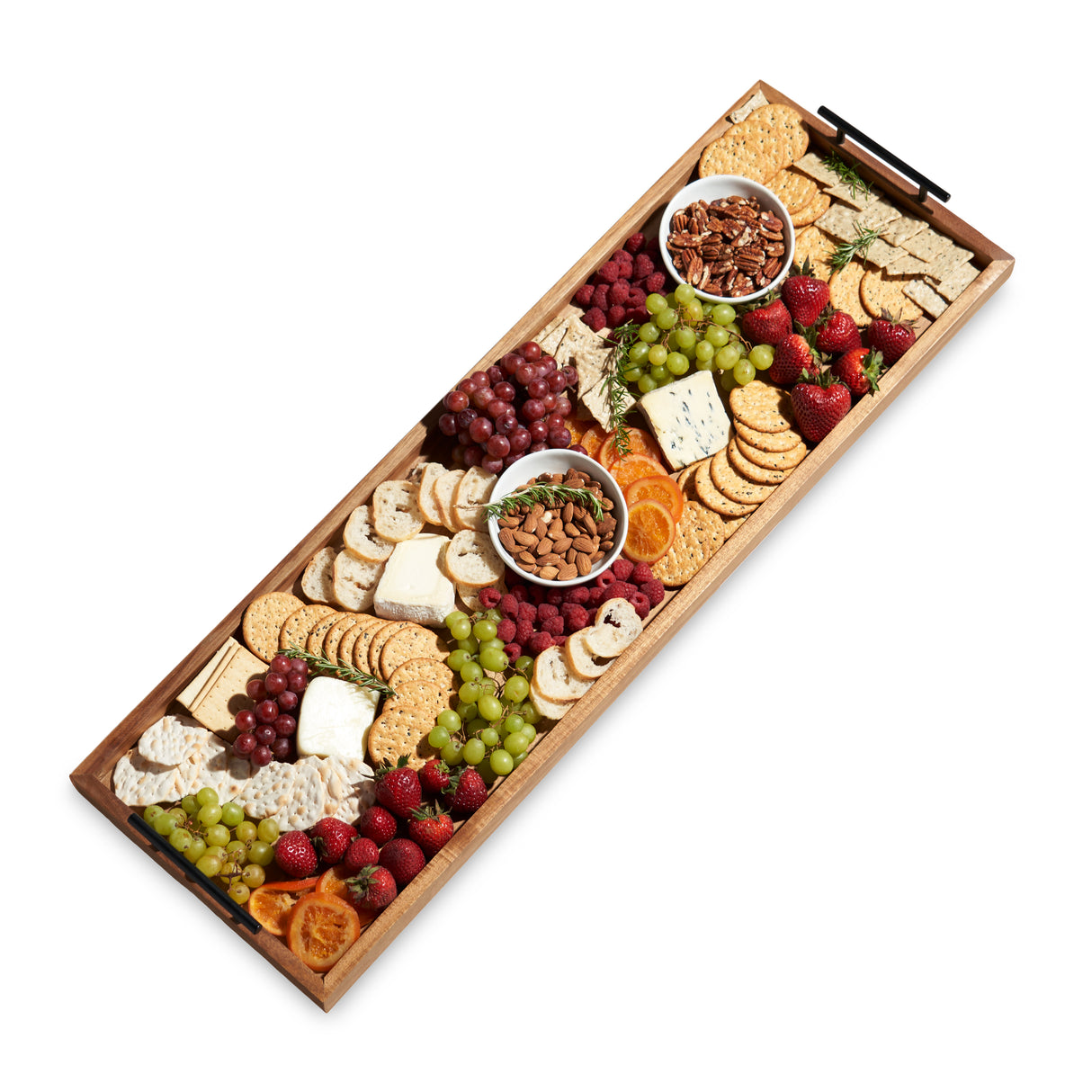 Acacia Wood Longboard Cheese Board with Metal Handle