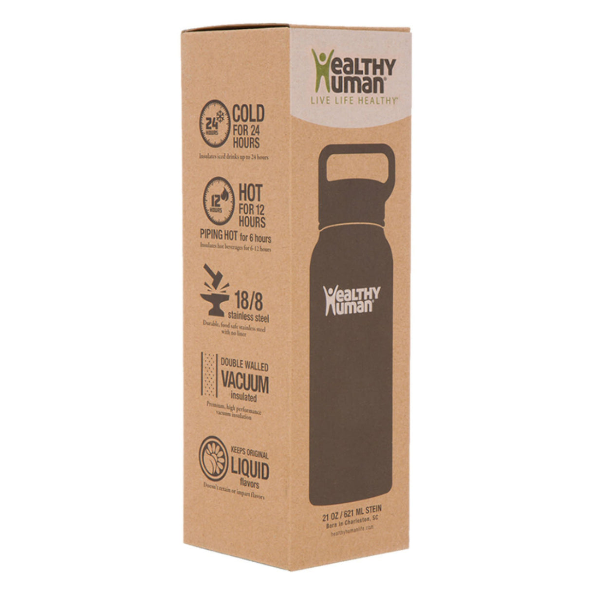 The Stein Water Bottle in Pure Black, 21 oz