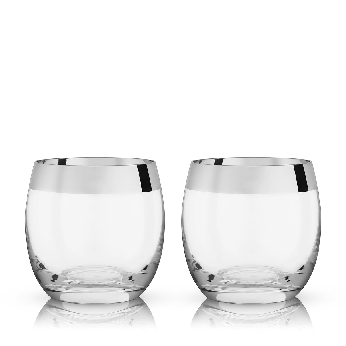 Irving Crystal Tumblers with Chrome Rim, Set of 2