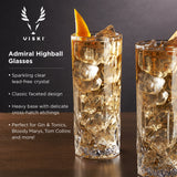 Admiral Crystal Highball Glasses, Set of 4