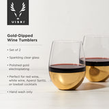 Belmont Dipped Wine Tumblers in Gold, Set of 2